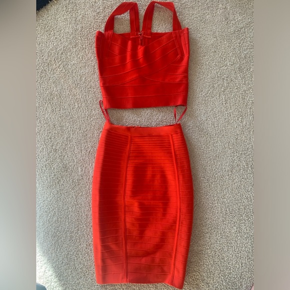 Top and skirt bandage outfit. Deep red. - Picture 1 of 3